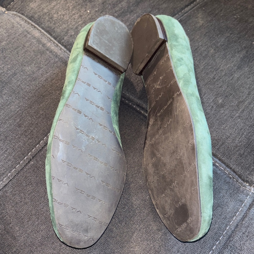 Via Spiga Green Suede Loafers - Picture 7 of 9